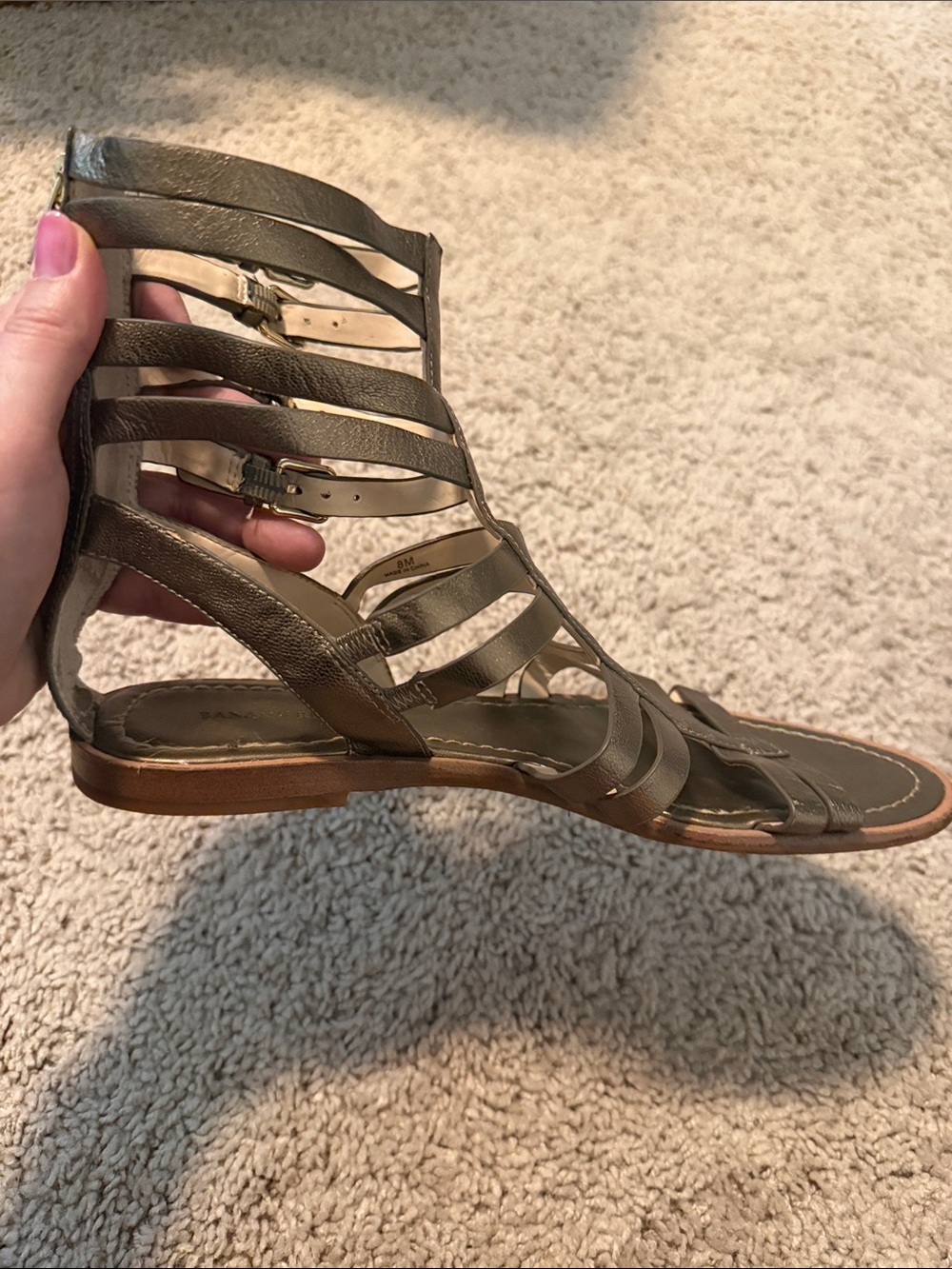 Banana Republic Metallic Olive Strappy Gladiator Sandals